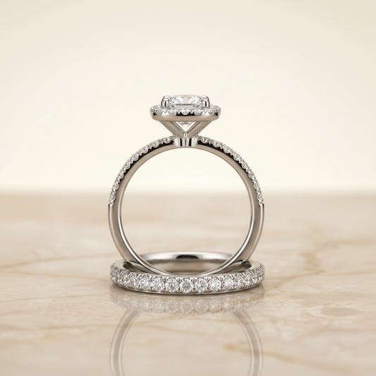 The Joan Matching Wedding Band, Cushion in 18K White Gold
