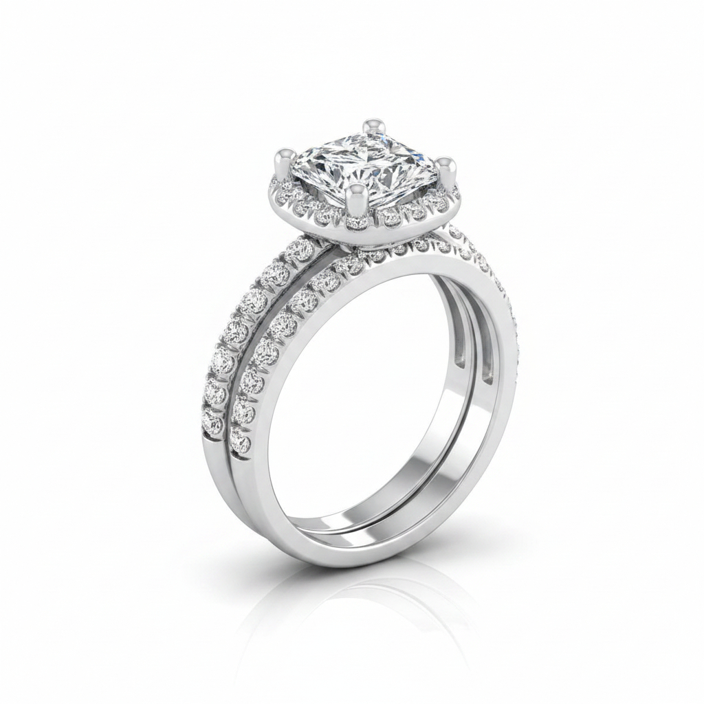 The Joan Matching Wedding Band, Princess in 18K White Gold