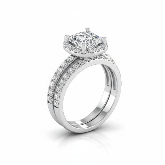 The Joan Matching Wedding Band, Princess in 18K White Gold
