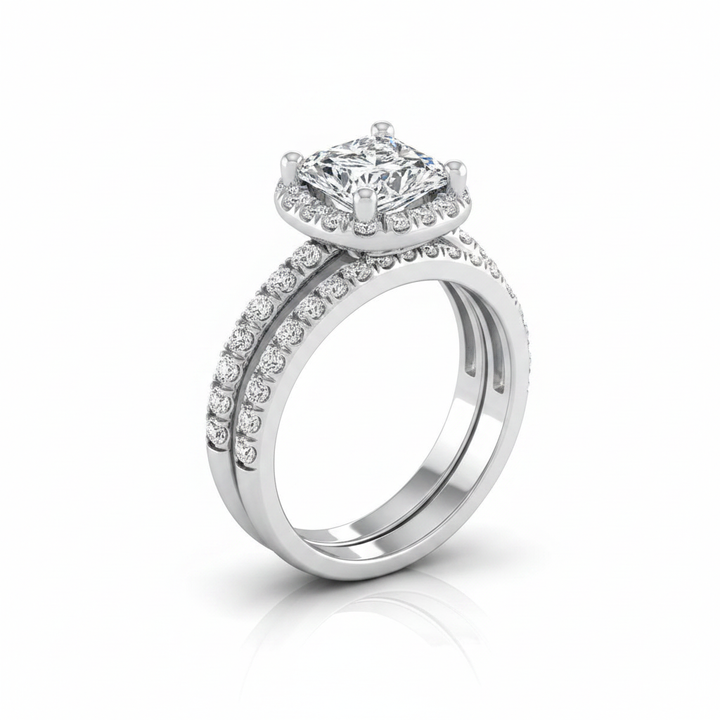 The Joan Matching Wedding Band, Princess in 18K White Gold | RockHer