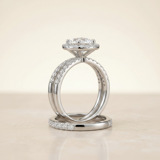The Joan Matching Wedding Band, Round in 18K White Gold