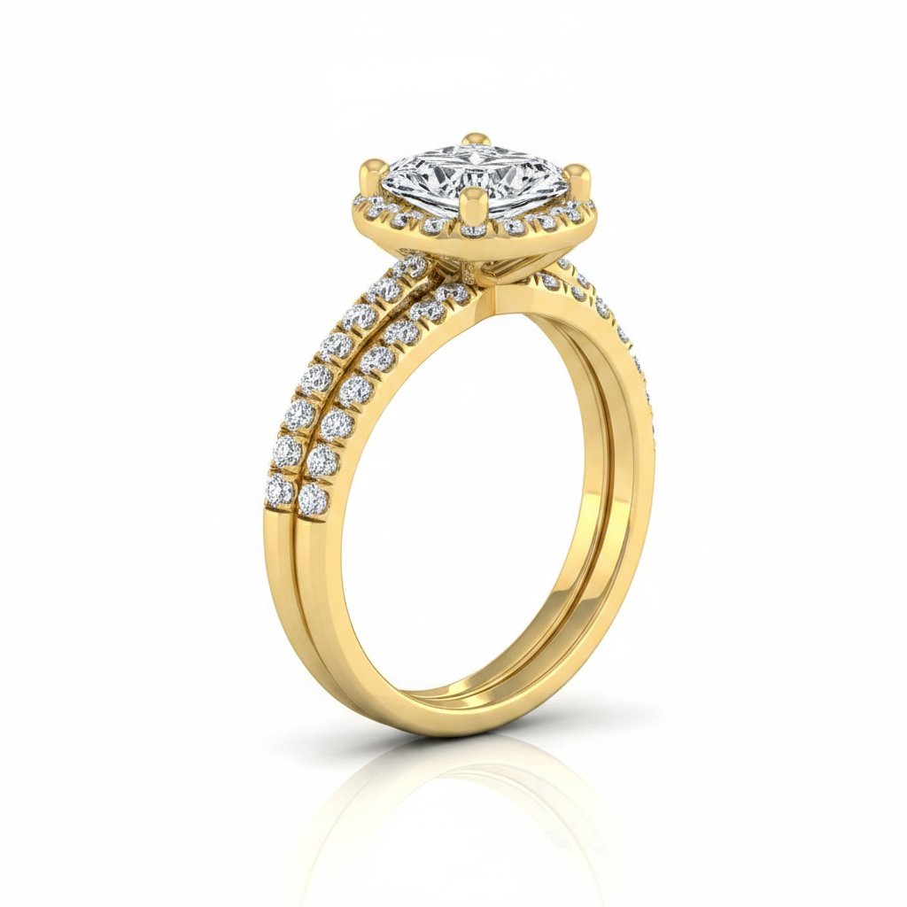 The Joan Matching Wedding Band, Princess in 18K Yellow Gold