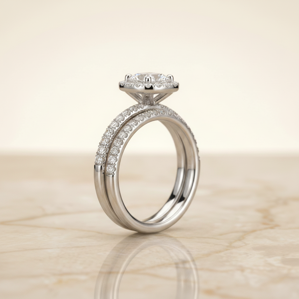 The Joan Matching Wedding Band, Cushion in Platinum