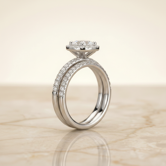 The Joan Matching Wedding Band, Cushion in Platinum