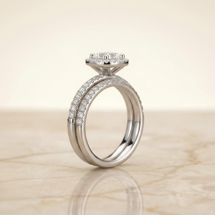 The Joan Matching Wedding Band, Cushion in Platinum | RockHer