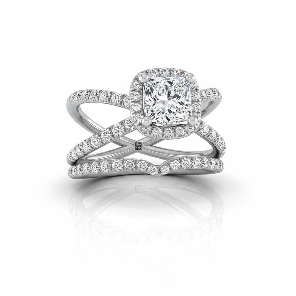 The Joan Matching Wedding Band, Princess in Platinum