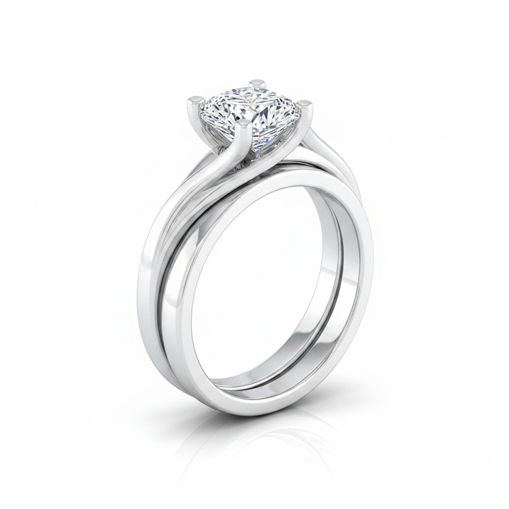 The Joplin Matching Wedding Band, Cushion in 18K White Gold | RockHer