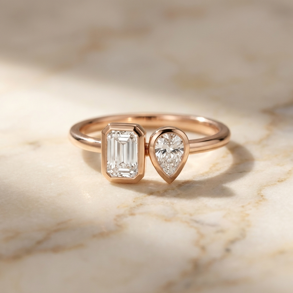 The Josephine emerald engagement ring setting in 14K Rose Gold | RockHer