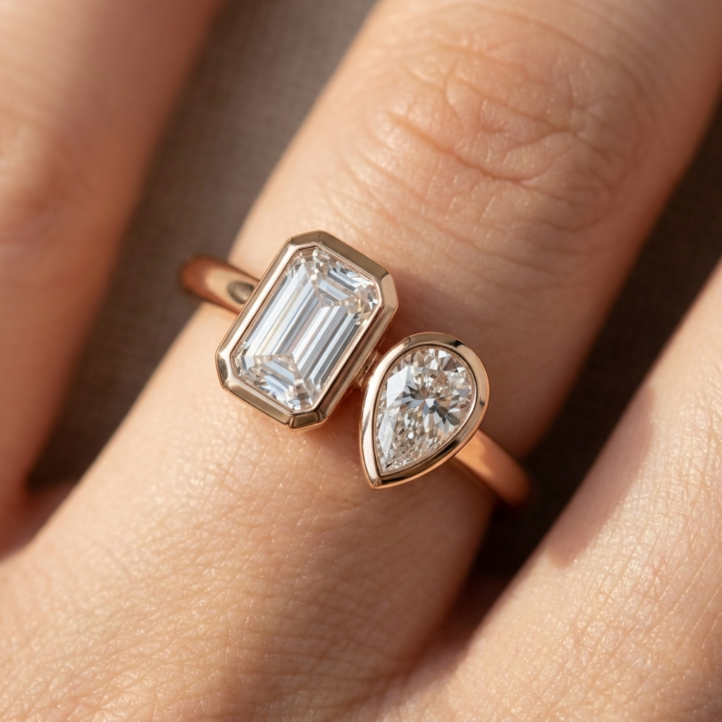 The Josephine setting for emerald diamonds, made to order in 14K Rose Gold | RockHer