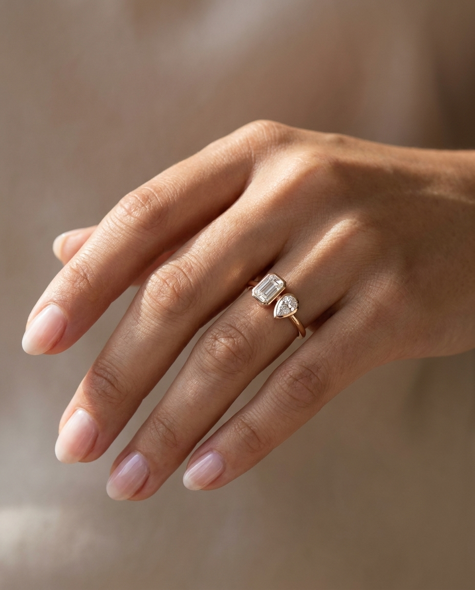 14K Rose Gold band of The Josephine emerald engagement ring setting | RockHer
