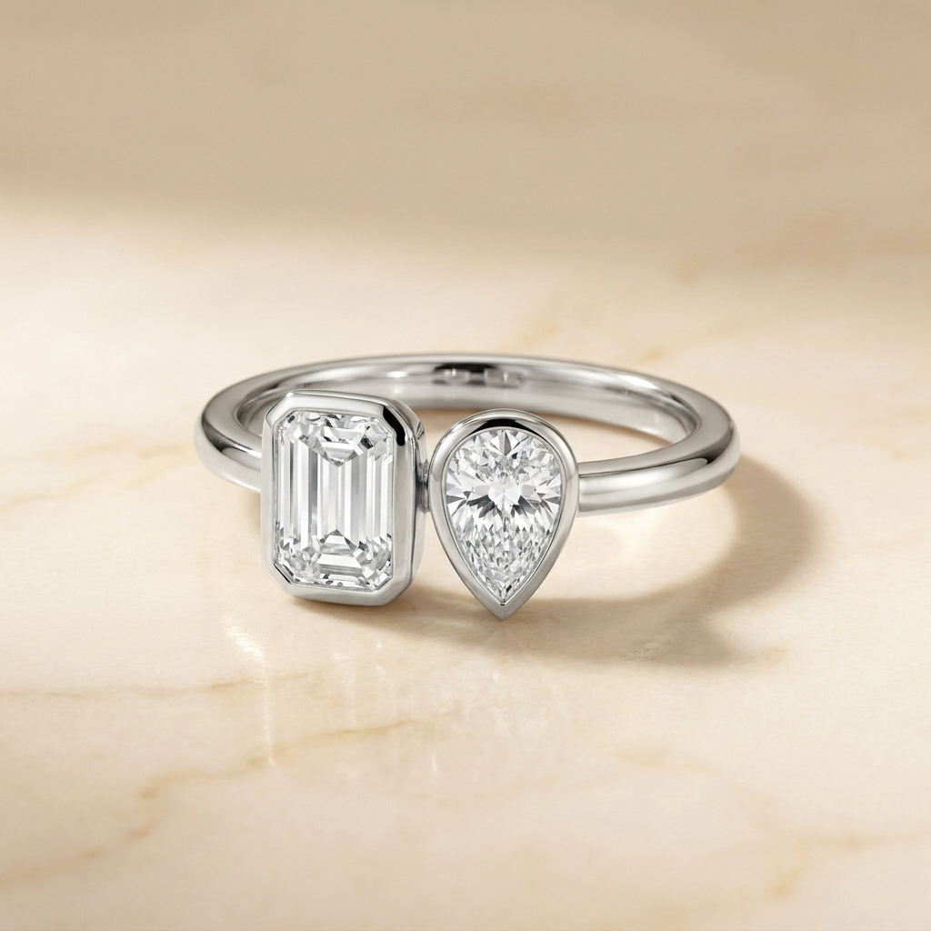 The Josephine emerald engagement ring setting in 18K White Gold | RockHer
