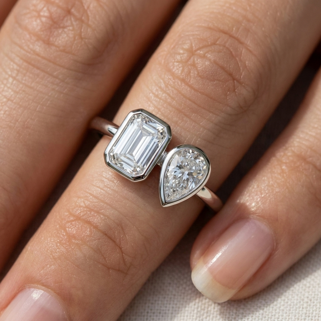 The Josephine setting for emerald diamonds, made to order in 18K White Gold | RockHer
