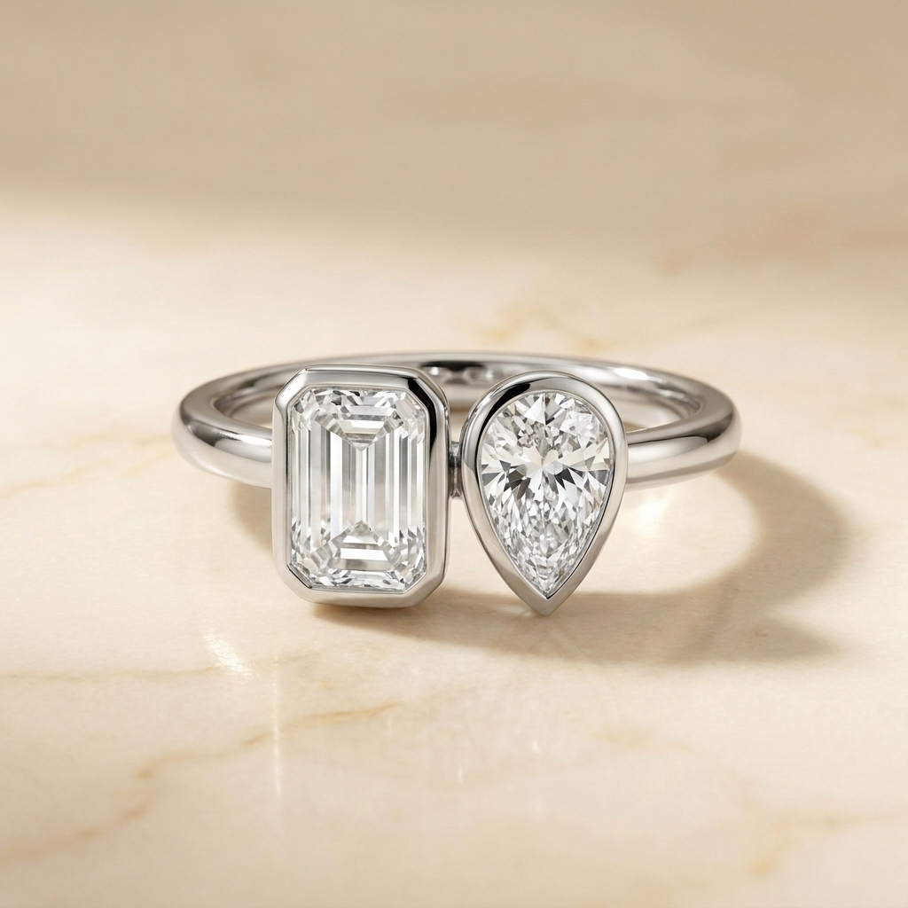 The Josephine emerald engagement ring setting in Platinum | RockHer