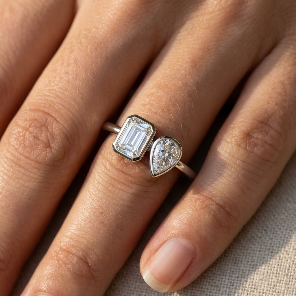 The Josephine setting for emerald diamonds, made to order in Platinum | RockHer