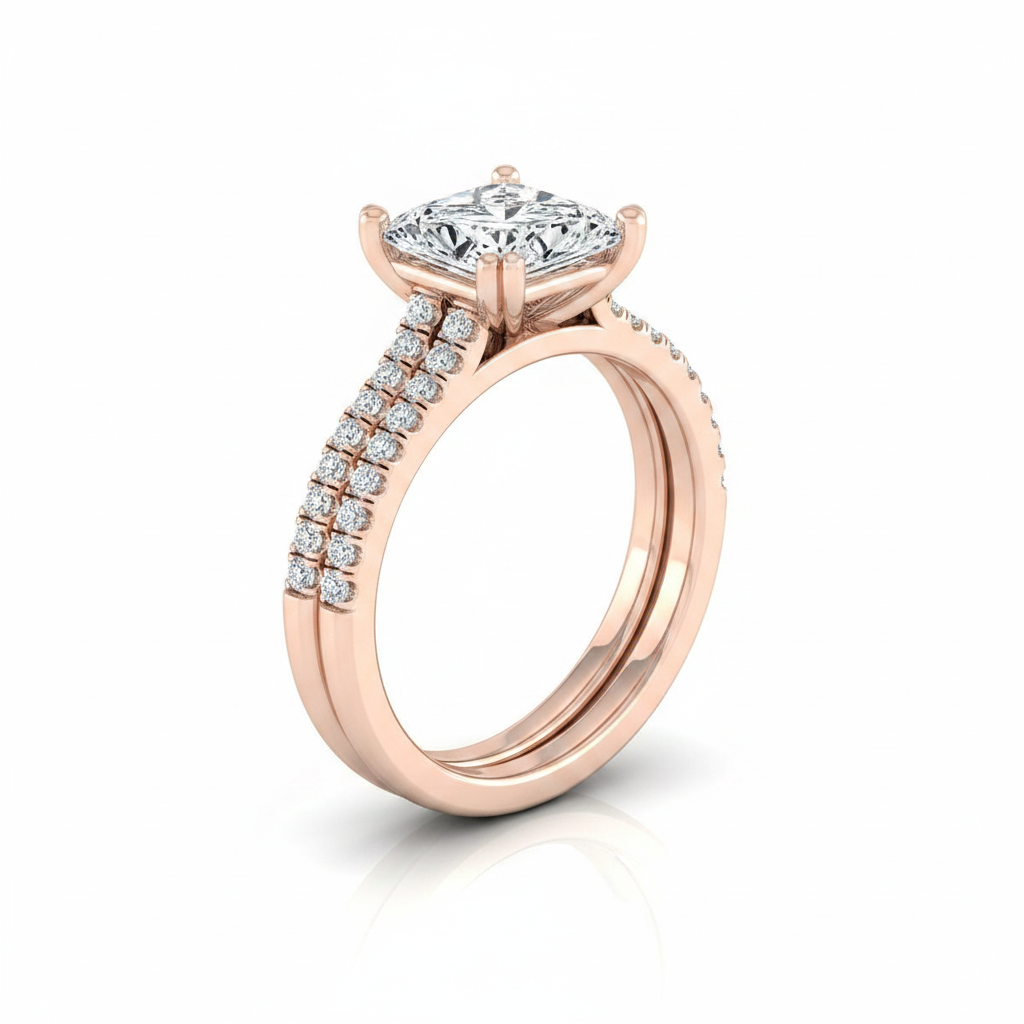 The Joss Matching Wedding Band, Princess in 14K Rose Gold