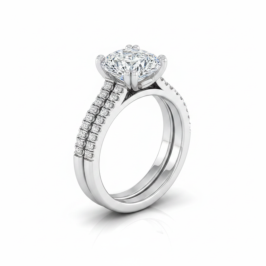 The Joss Matching Wedding Band, Cushion in 18K White Gold