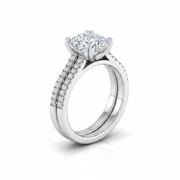 The Joss Matching Wedding Band, Cushion in 18K White Gold | RockHer