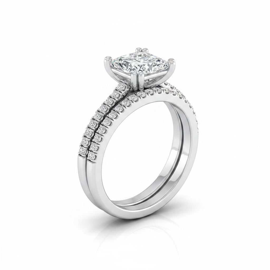 The Joss Matching Wedding Band, Princess in 18K White Gold