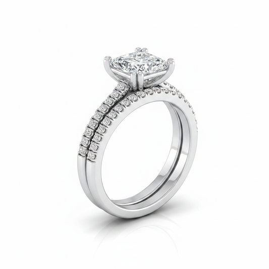 The Joss Matching Wedding Band, Princess in 18K White Gold