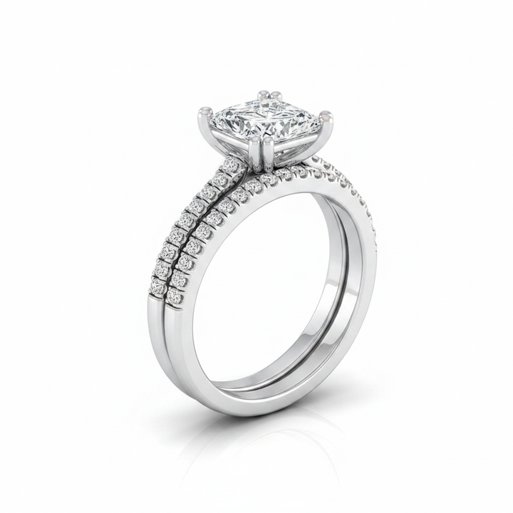 The Joss Matching Wedding Band, Princess in 18K White Gold | RockHer