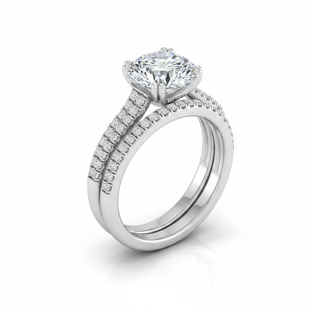 The Joss Matching Wedding Band, Round in 18K White Gold