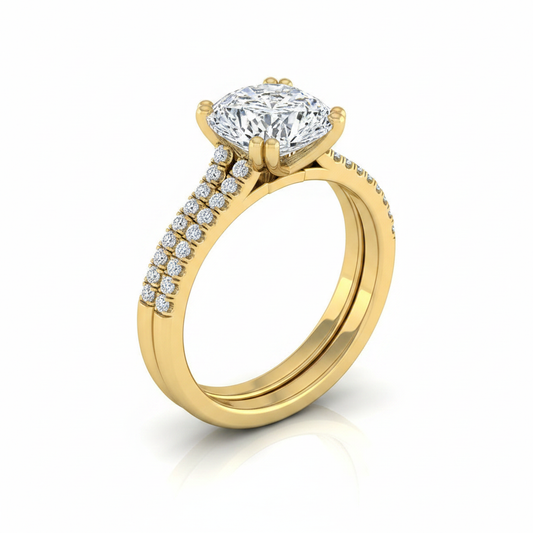 The Joss Matching Wedding Band, Cushion in 18K Yellow Gold