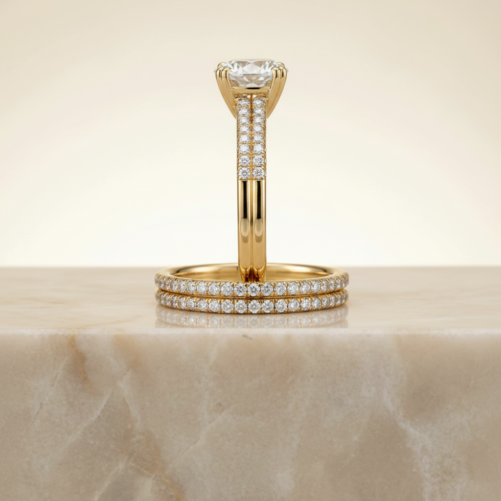 The Joss Matching Wedding Band, Round in 18K Yellow Gold