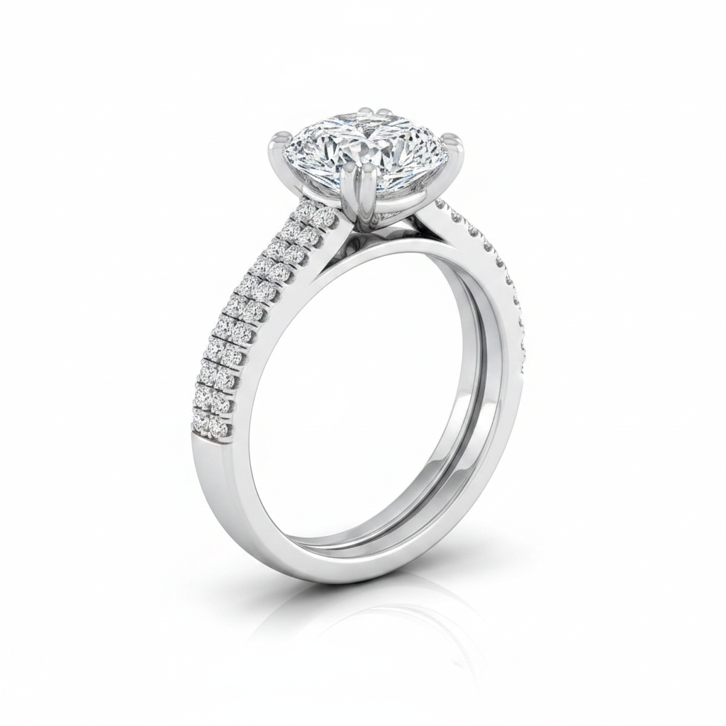 The Joss Matching Wedding Band, Cushion in Platinum