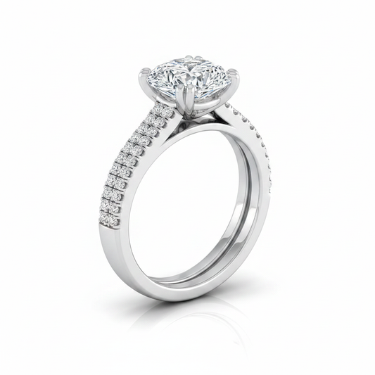 The Joss Matching Wedding Band, Cushion in Platinum