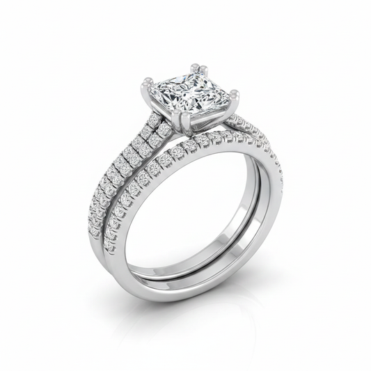 The Joss Matching Wedding Band, Princess in Platinum