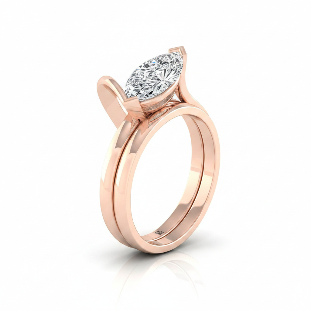 The Julia Matching Wedding Band, Marquise in 14K Rose Gold