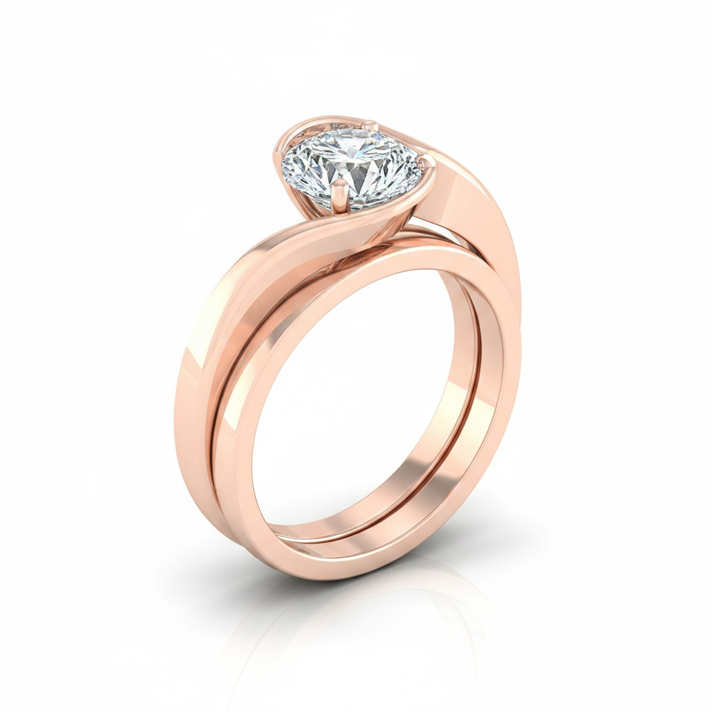 The Julia Matching Wedding Band, Round in 14K Rose Gold