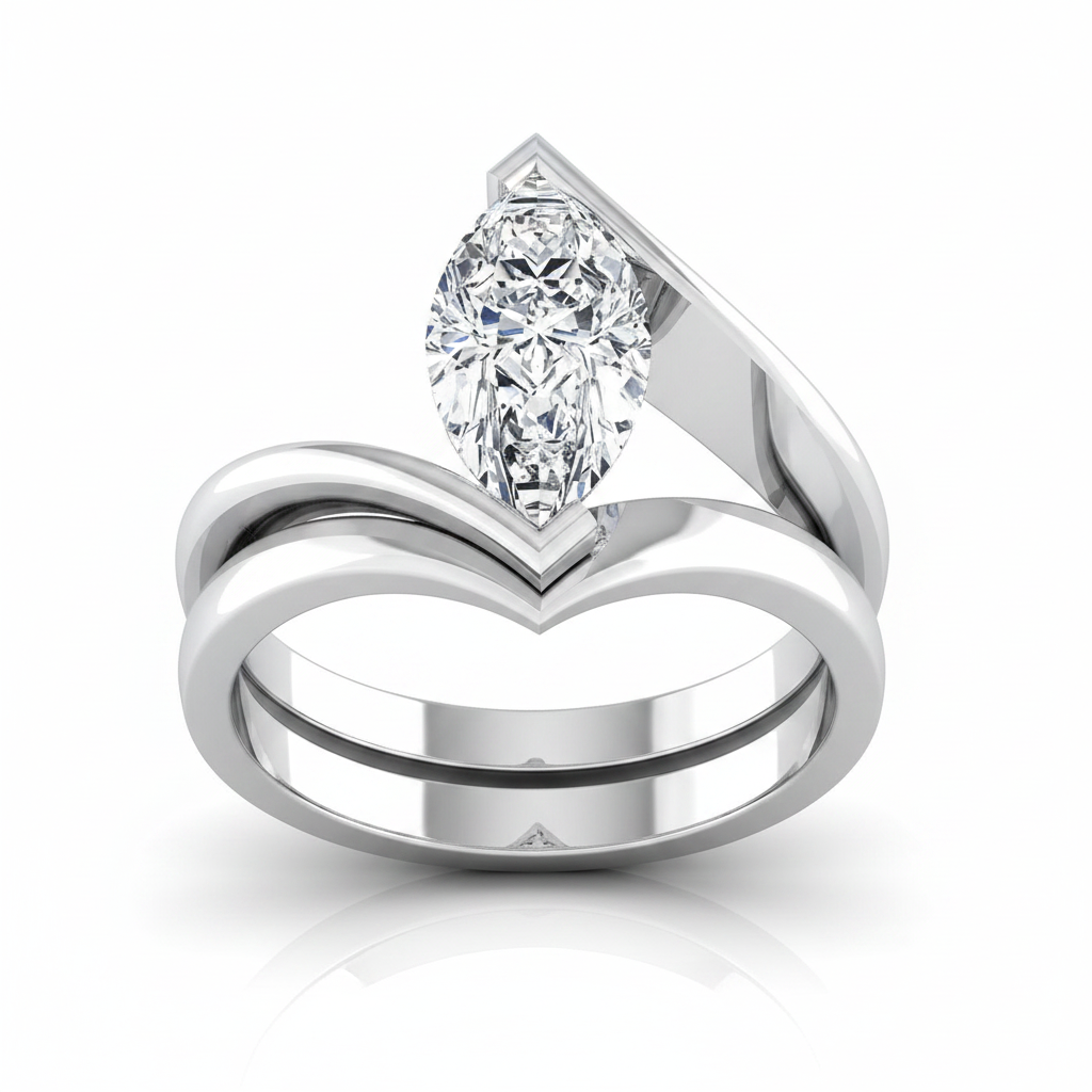The Julia Matching Wedding Band, Marquise in 18K White Gold