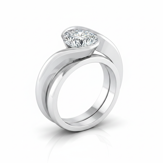 The Julia Matching Wedding Band, Round in 18K White Gold