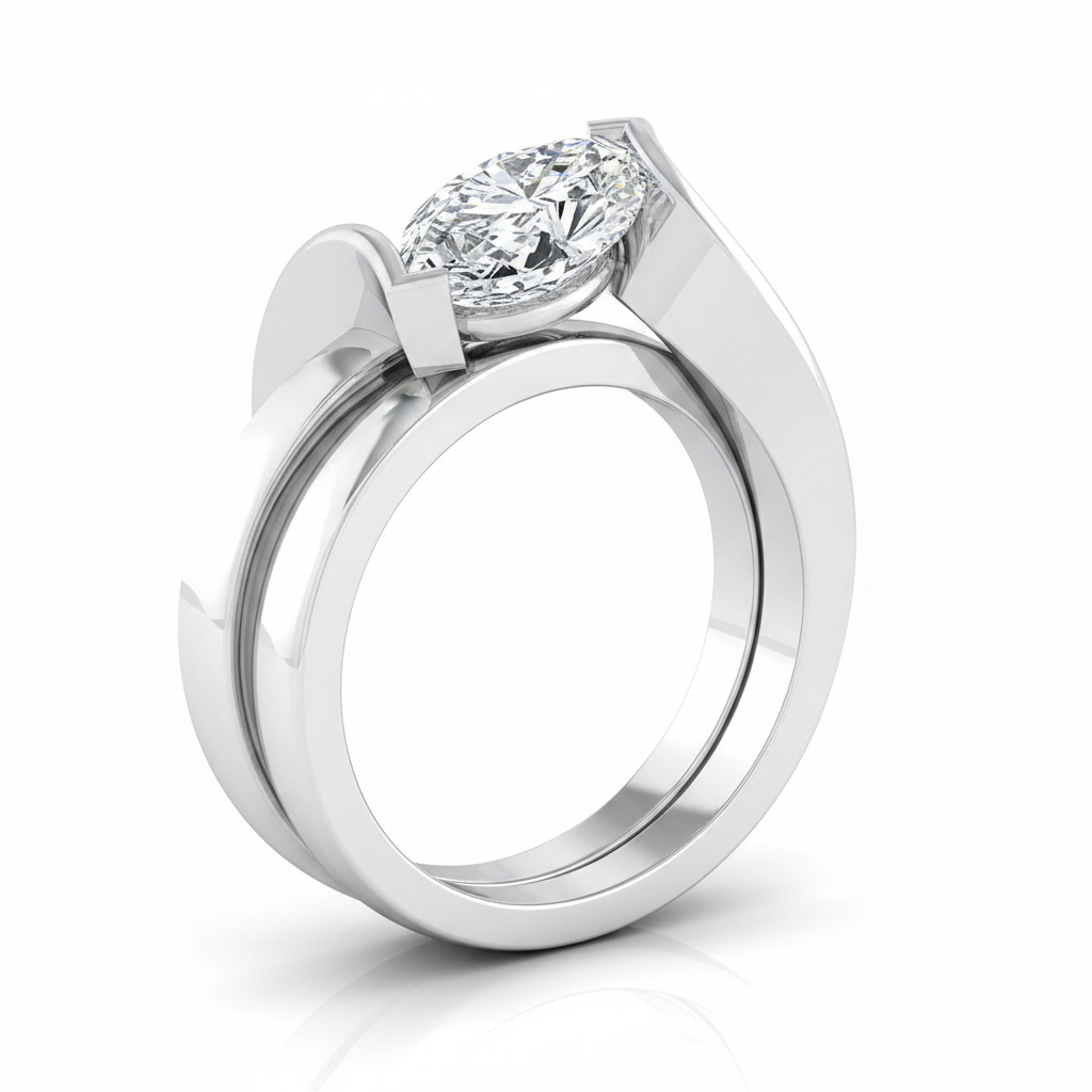 The Julia Matching Wedding Band, Marquise in Platinum