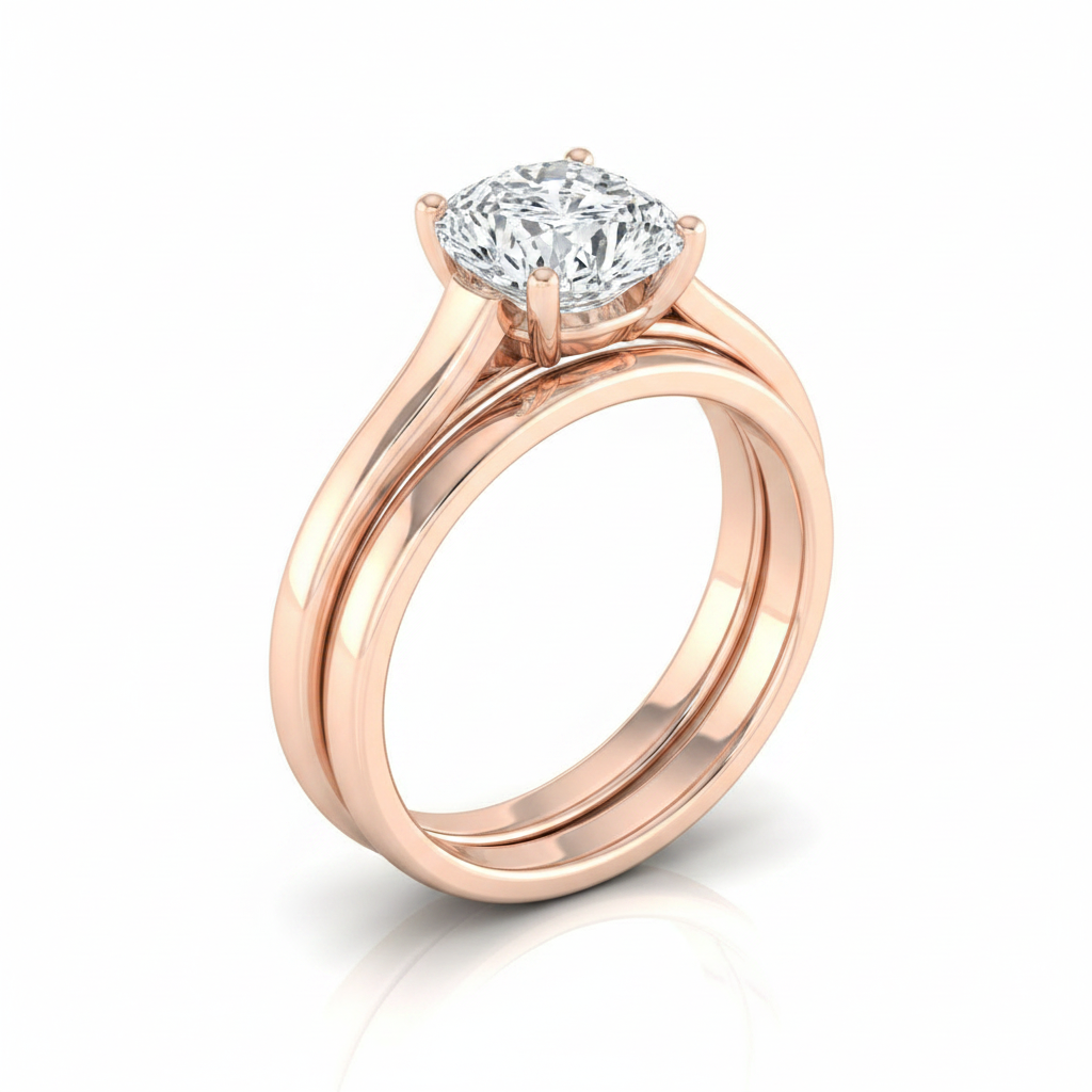 The Juliette Matching Wedding Band, Cushion in 14K Rose Gold