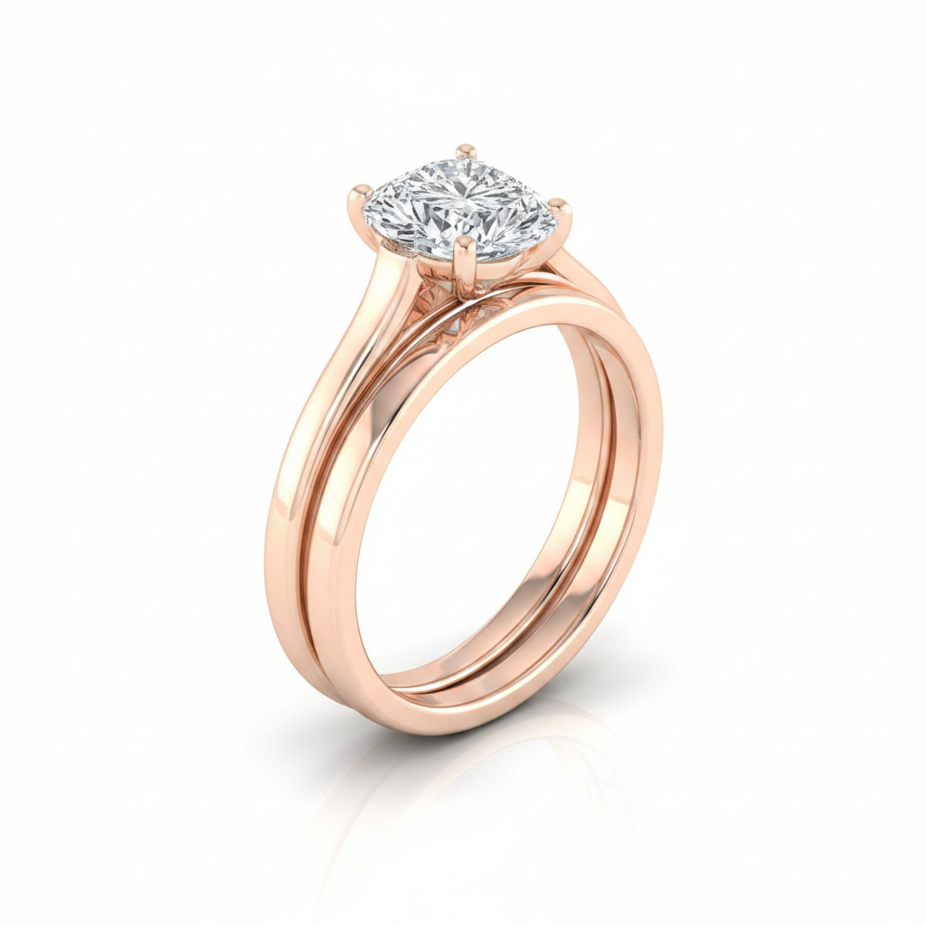 The Juliette Matching Wedding Band, Heart in 14K Rose Gold