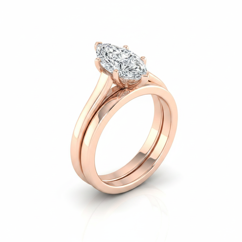 The Juliette Matching Wedding Band, Marquise in 14K Rose Gold