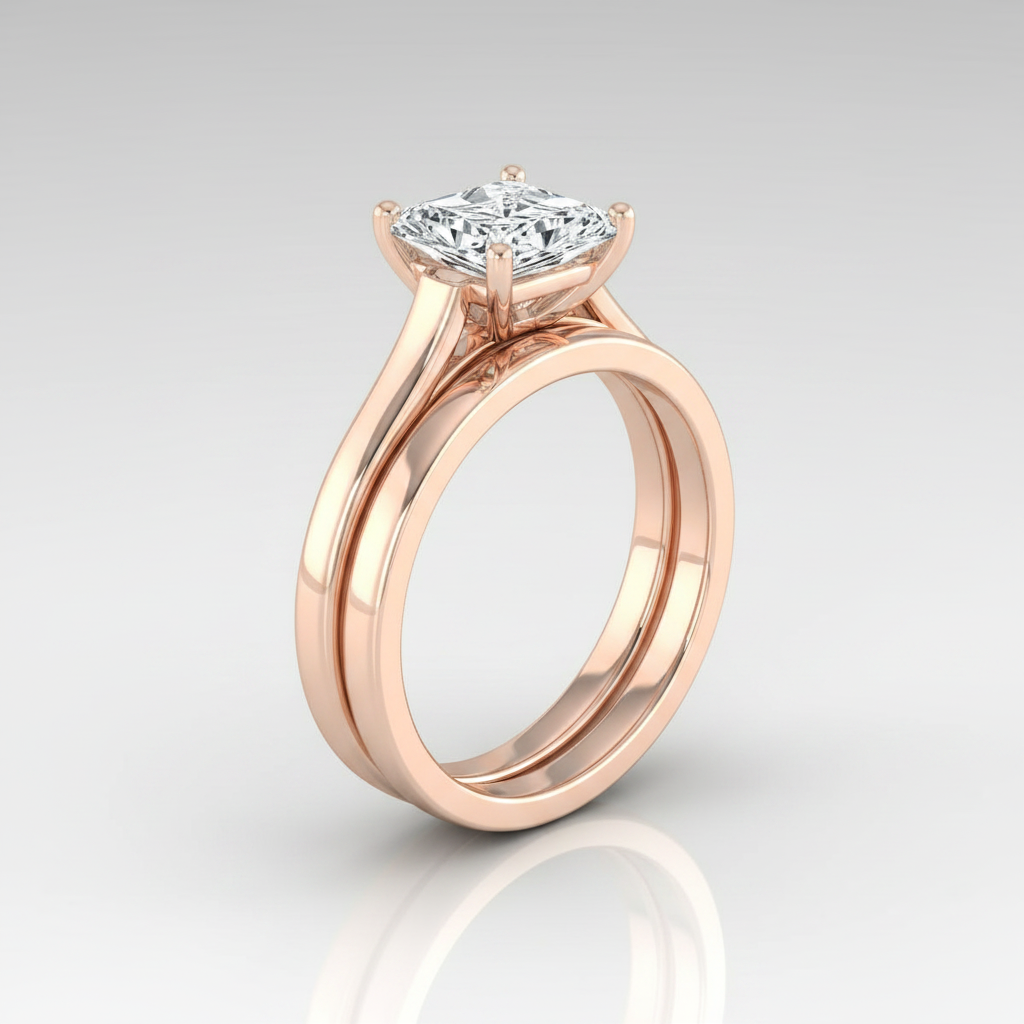 The Juliette Matching Wedding Band, Radiant in 14K Rose Gold