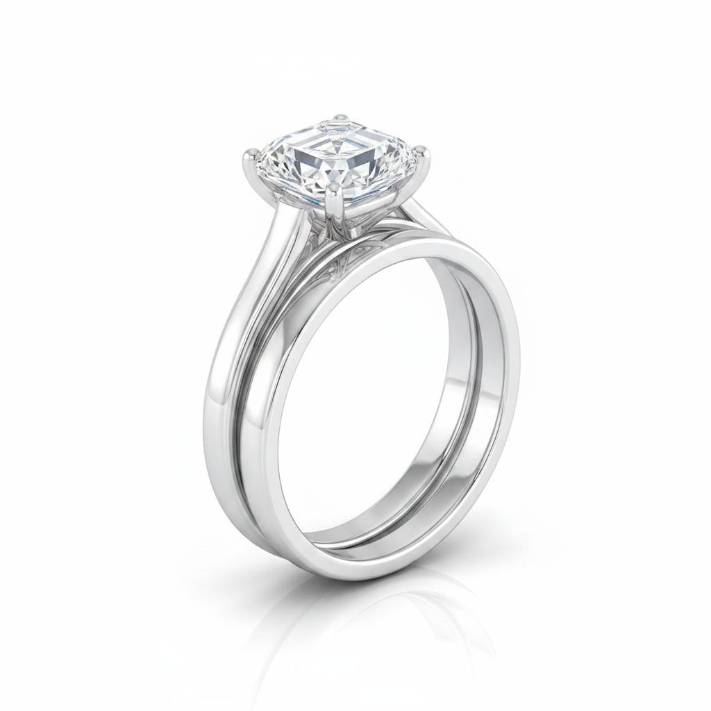 The Juliette Matching Wedding Band, Asscher in 18K White Gold
