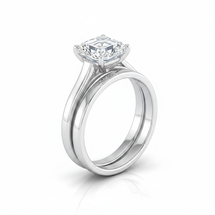 The Juliette Matching Wedding Band, Asscher in 18K White Gold | RockHer