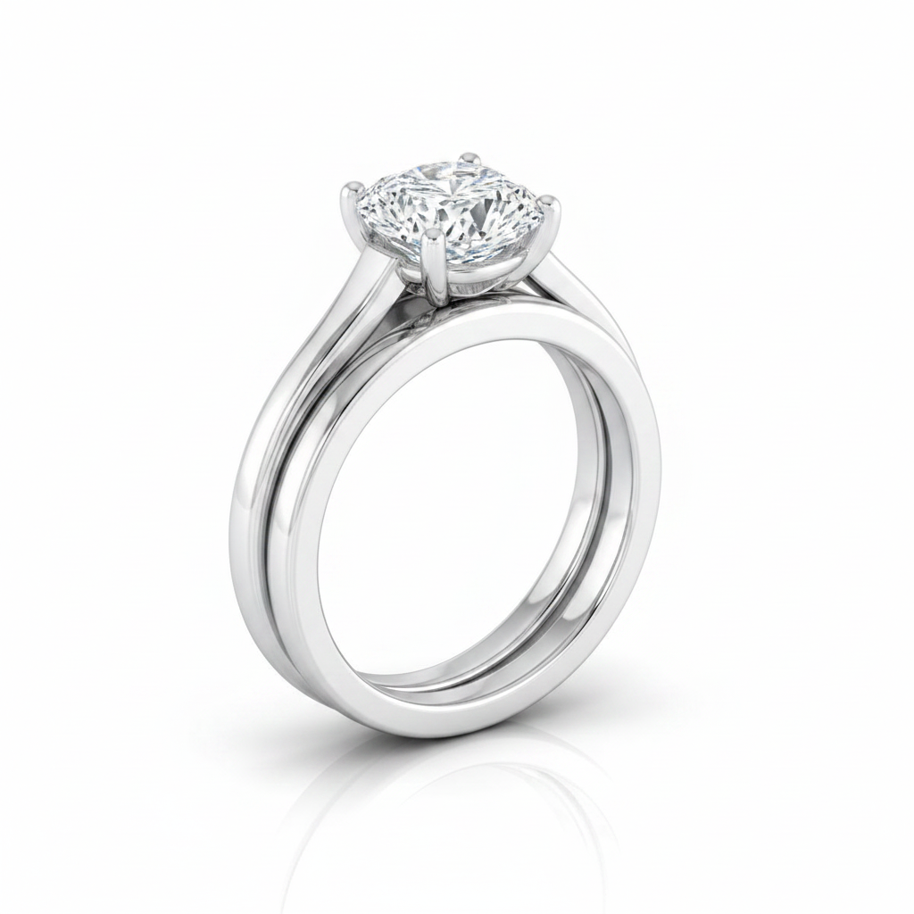 The Juliette Matching Wedding Band, Cushion in 18K White Gold