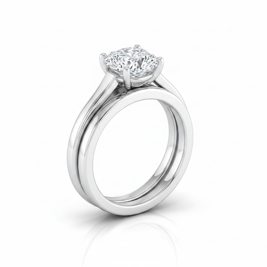 The Juliette Matching Wedding Band, Cushion in 18K White Gold
