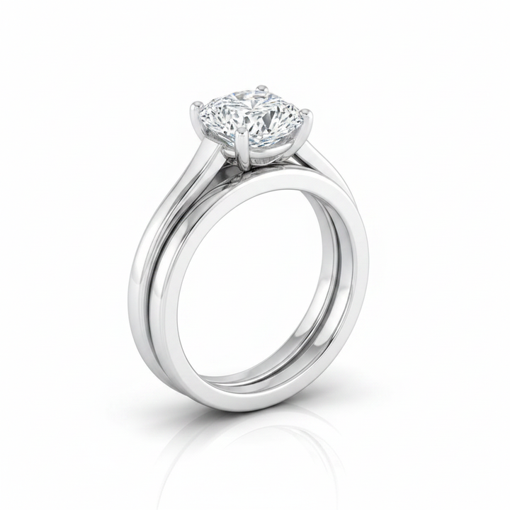 The Juliette Matching Wedding Band, Cushion in 18K White Gold | RockHer