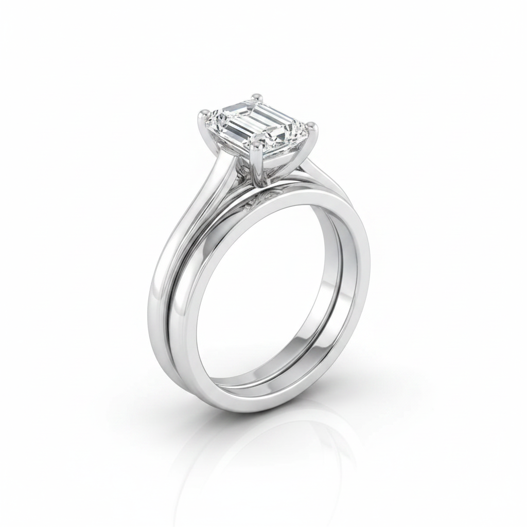 The Juliette Matching Wedding Band, Emerald in 18K White Gold