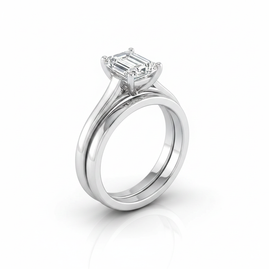 The Juliette Matching Wedding Band, Emerald in 18K White Gold