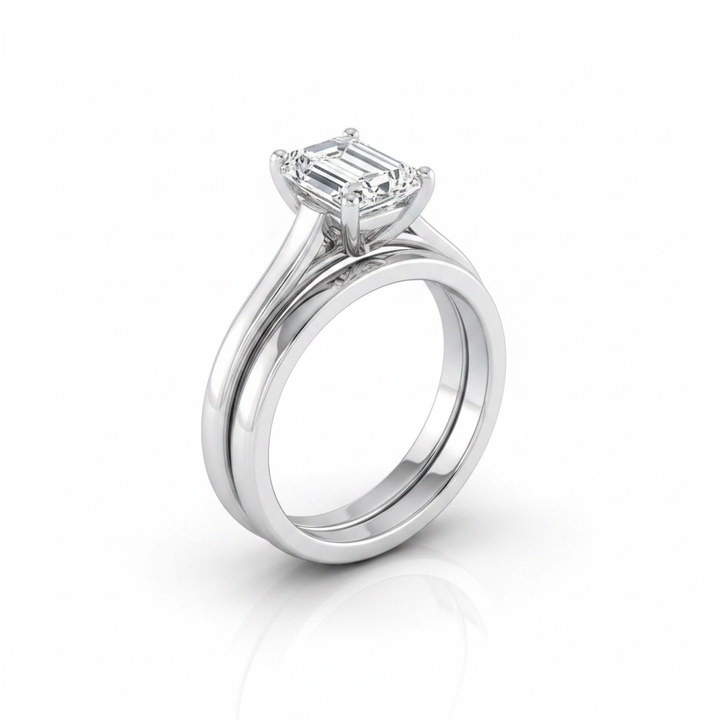 The Juliette Matching Wedding Band, Emerald in 18K White Gold | RockHer