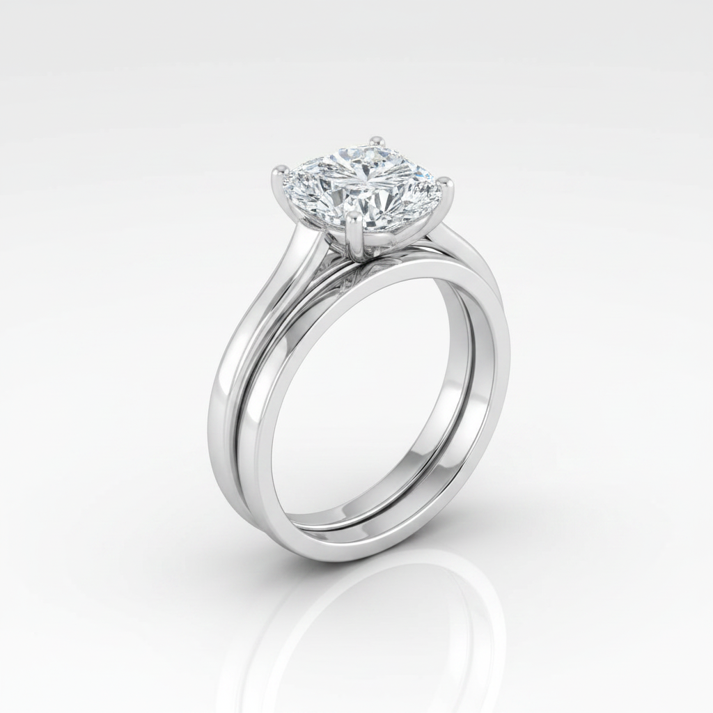 The Juliette Matching Wedding Band, Heart in 18K White Gold