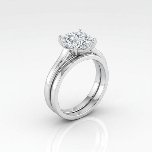 The Juliette Matching Wedding Band, Heart in 18K White Gold