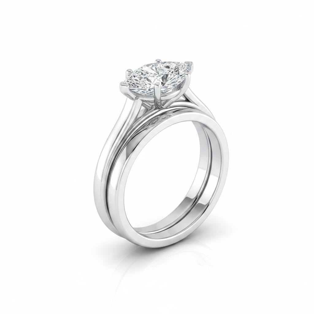 The Juliette Matching Wedding Band, Marquise in 18K White Gold